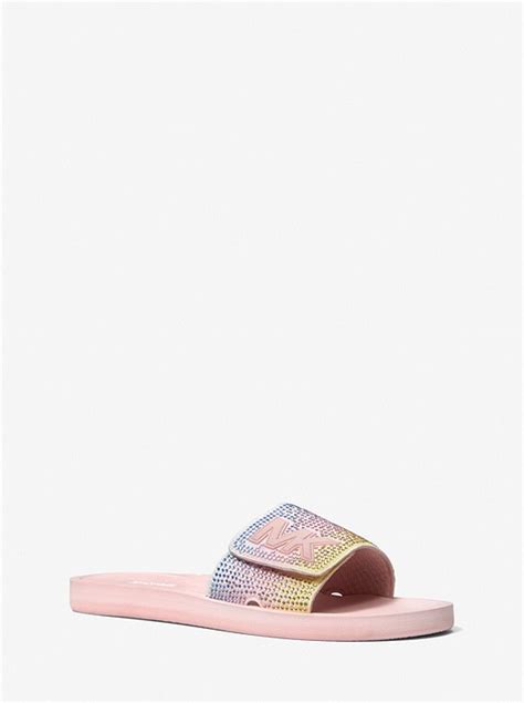 michael kors rainbow soles|Rainbow Embellished Slide Sandal .